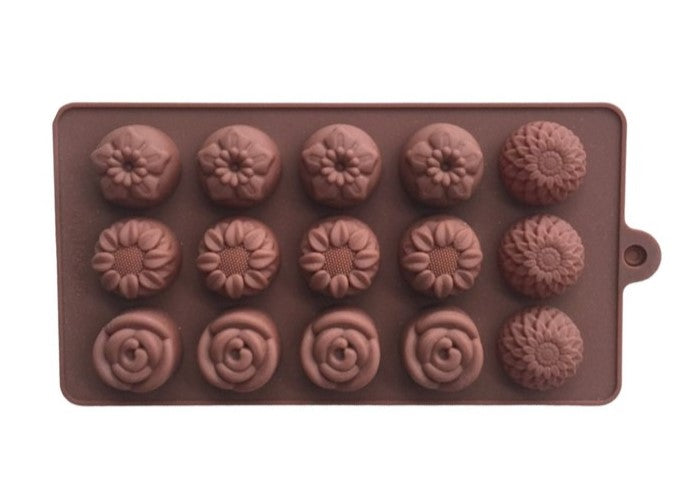 Molde Flores Diversas 15 cavidades para chocolate