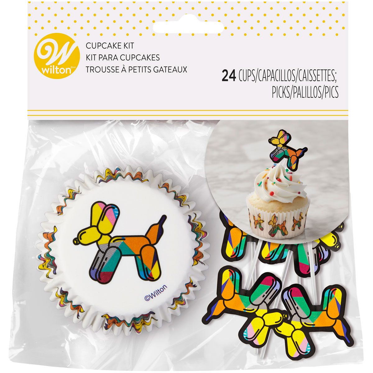 Tacinhas de Cupcakes Balão Cão com Toppers - Conj. 24 - Wilton