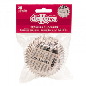 Tacinhas Cupcakes Folha Jornal Conj 25- Dekora