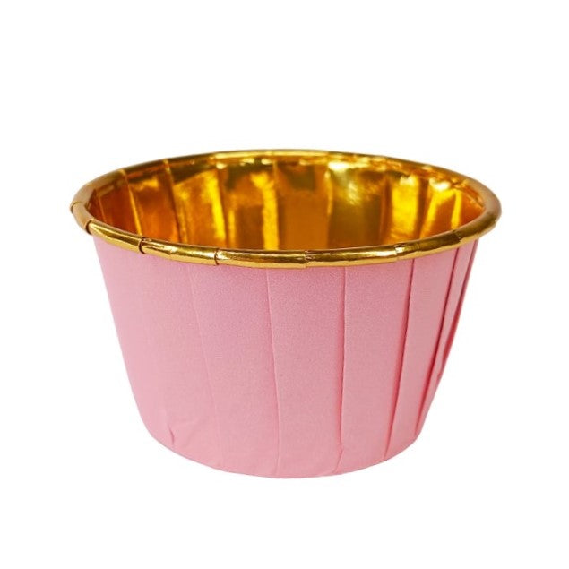 Tacinhas Forno Rosa/Dourado Metalizado Conj 25