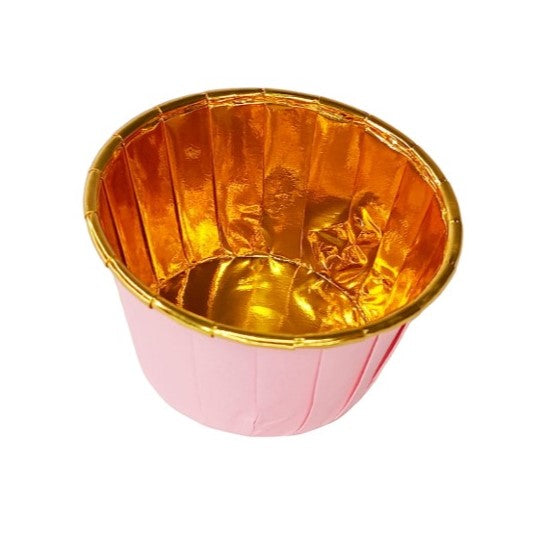 Tacinhas Forno Rosa/Dourado Metalizado Conj 25