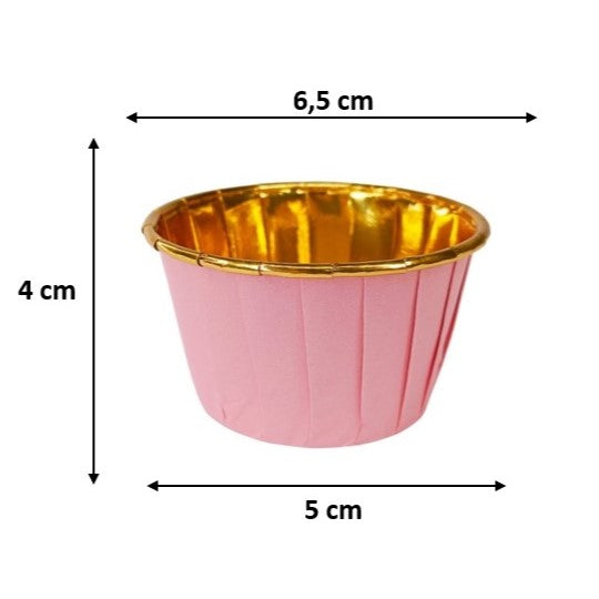 Tacinhas Forno Rosa/Dourado Metalizado Conj 25