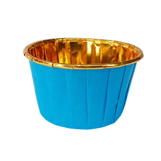 Tacinhas Forno Azul/Dourado Metalizado Conj 25