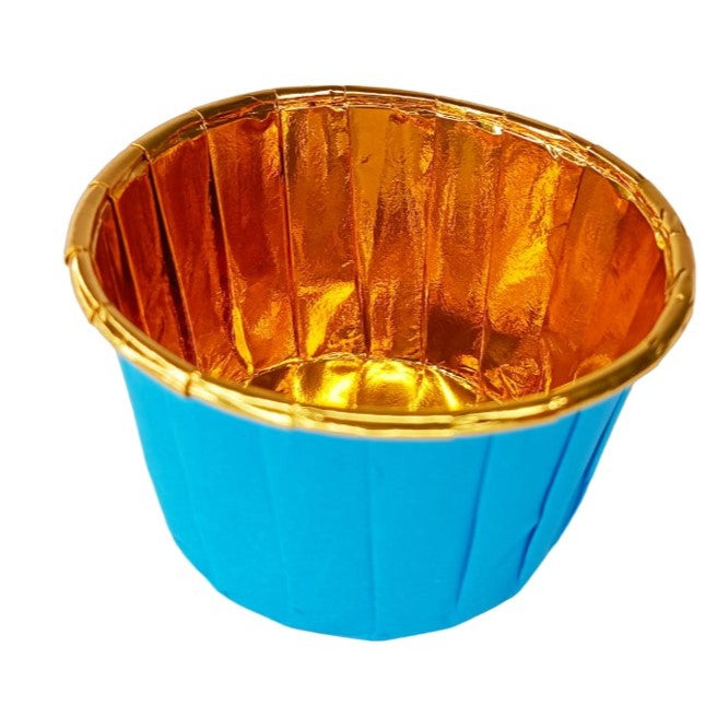 Tacinhas Forno Azul/Dourado Metalizado Conj 25