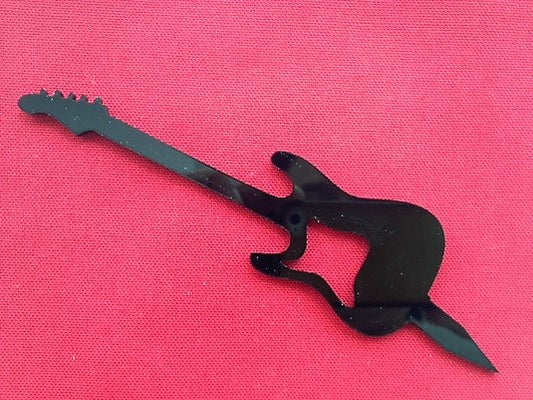 Topo de Bolo Acrílico Guitarra Preta