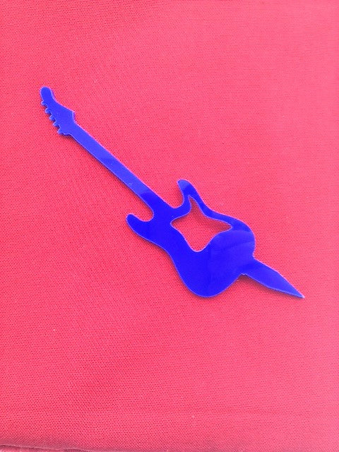 Topo de Bolo Acrílico Guitarra Azul