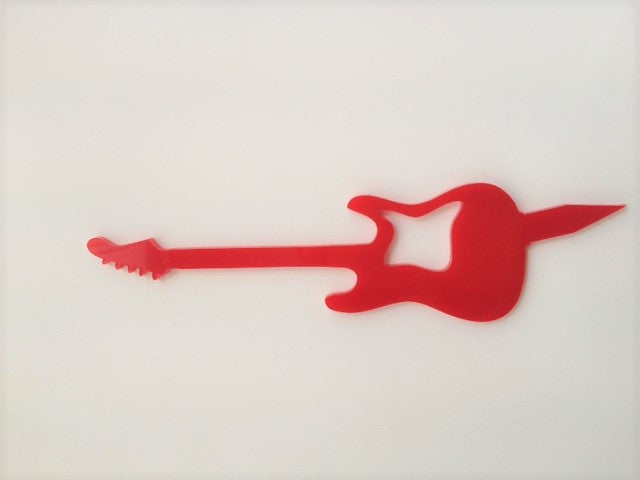 Topo de Bolo Acrílico Guitarra Vermelha