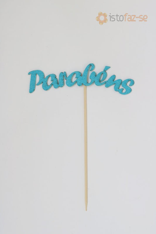 SweetArt Toppers "Parabéns" Azul com Purpurinas