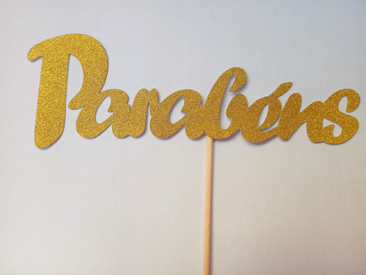 SweetArt Toppers "Parabéns" Dourado com Purpurinas
