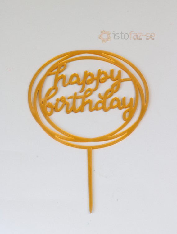 SweetArt Toppers Redondo Happy Birthday Dourado