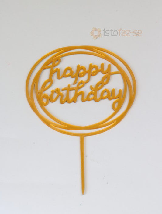 SweetArt Toppers Redondo Happy Birthday Dourado