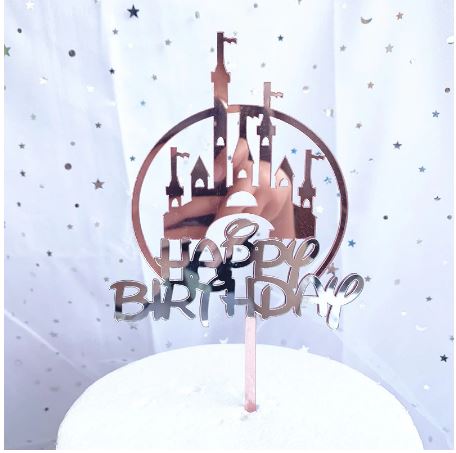 SweetArt Topper Acrílico Palácio das Princesas " Happy Birthday"