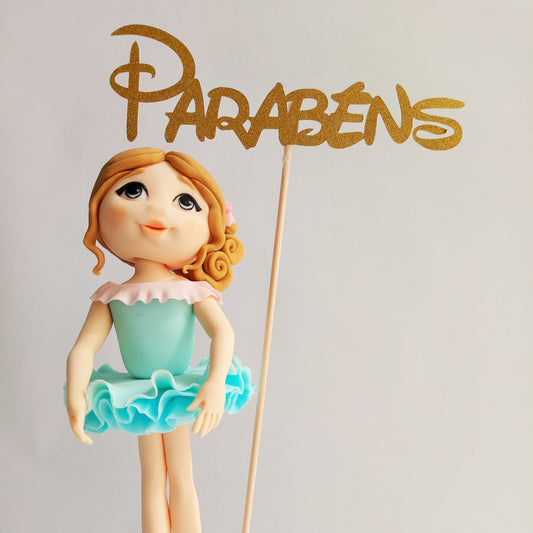 SweetArt Topper Papel Parabéns Divertido Dourado Brilhante