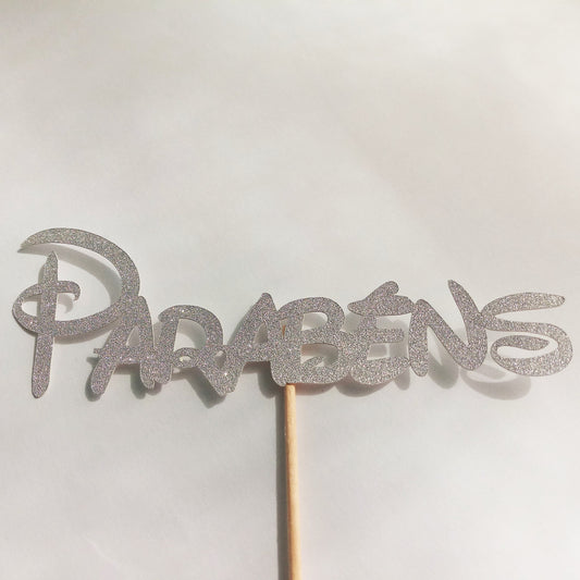 SweetArt Topper Papel Parabéns Divertido Prateado Brilhante