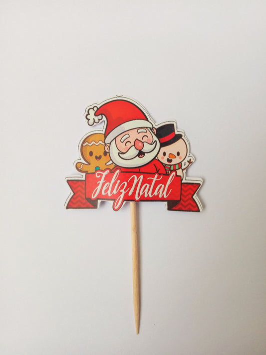 SweetArt Mini-Toppers Feliz Natal Pai Natal Conj 4