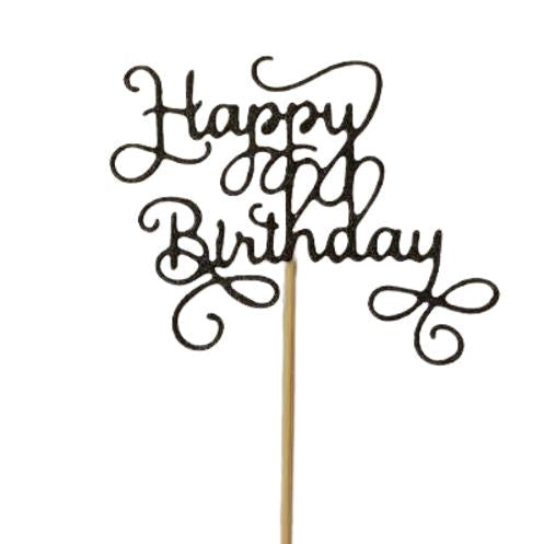 Toppers Happy Birthday Preto