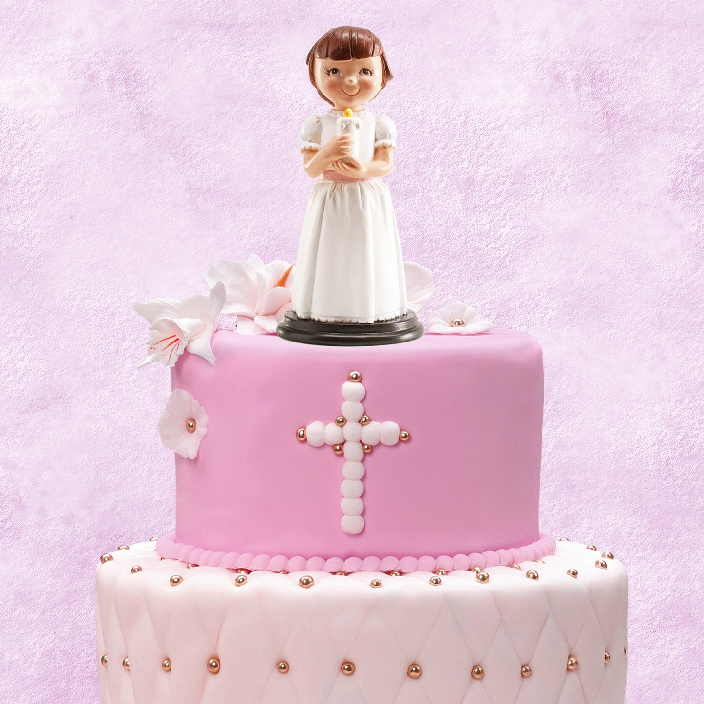 Boneco Menina Comunhão com vela 13cm - Dekora