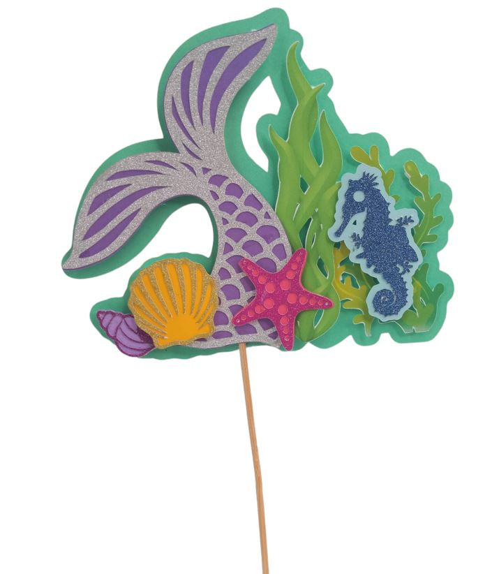 Topper para bolo 3D em papel Cauda Sereia