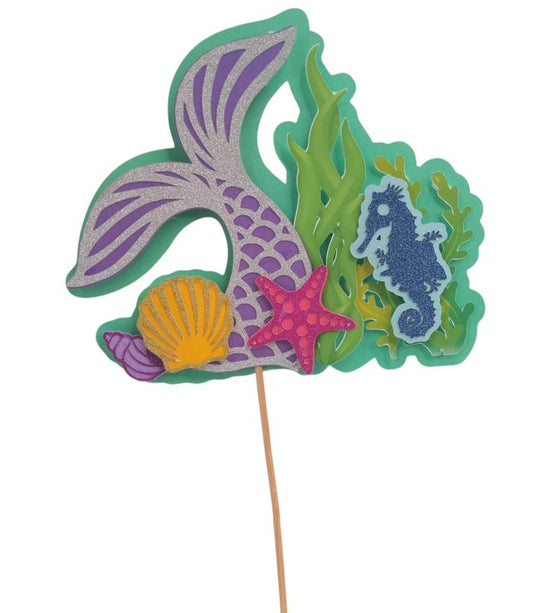 Topper para bolo 3D em papel Cauda Sereia