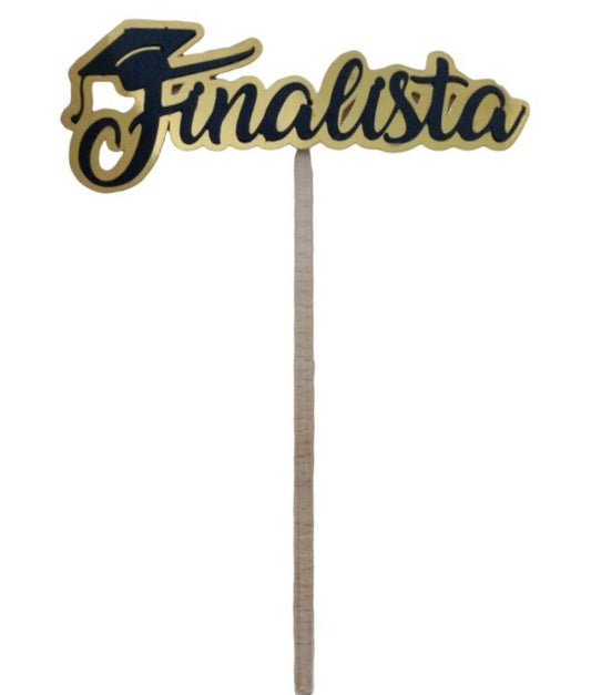 SweetArt Topper Papel Dourado e Preto - Finalista 14,5 x 5cm