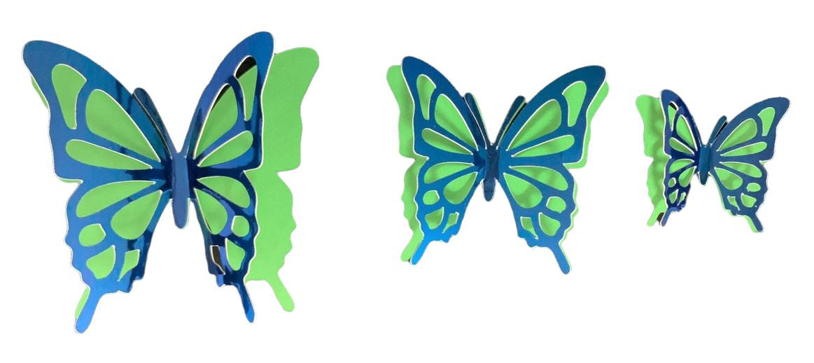 Borboletas Mariposa Brilhante de papel Verde e Azul Conj 10 - SweetArt