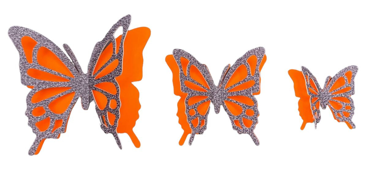 Borboletas Mariposa de papel Preto e Laranja com purpurina Conj 10 - SweetArt