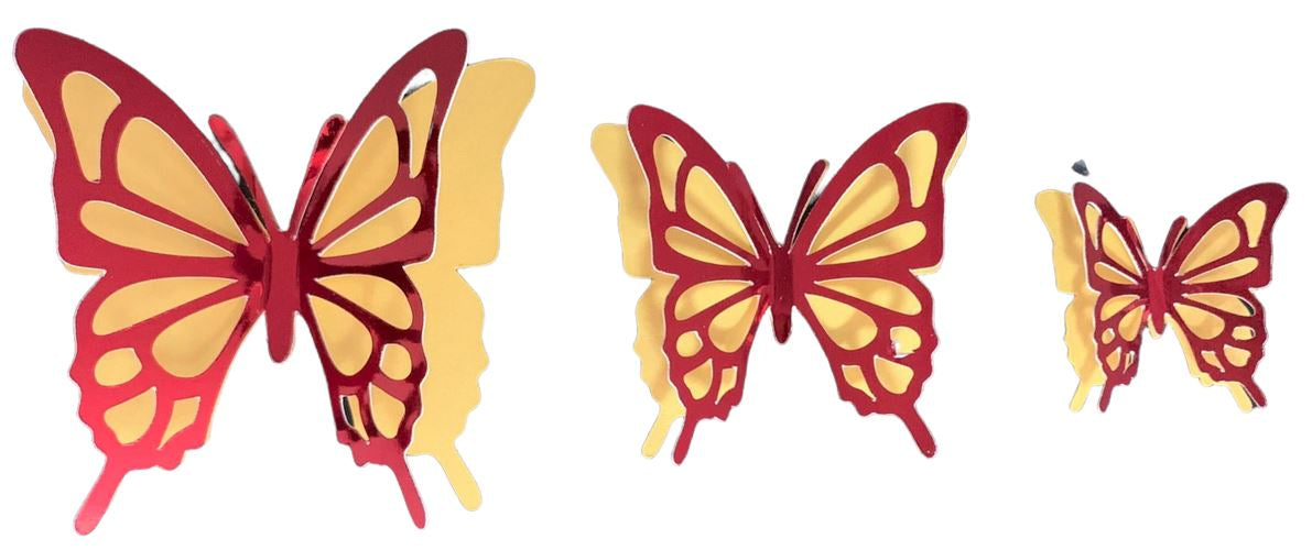 Borboletas Mariposa Brilhante de papel Amarelo e Vermelho Conj 10 - SweetArt