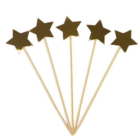 Topper Mini Estrelas Douradas Decorativas- Conj 5