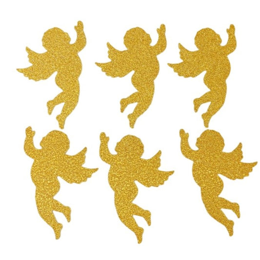 Topper de Papel Anjo Dourado 5x3cm Conj 6