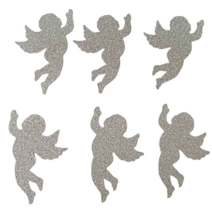 Topper de Papel Anjo Prateado 5x3cm Conj 6