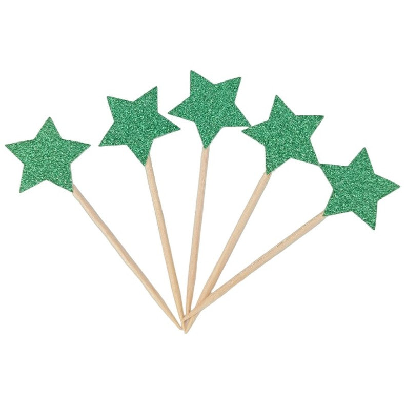 Topper de Papel Estrelas Verdes- Conj 5