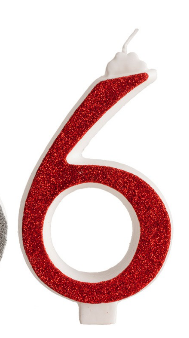 Vela Vermelha com Purpurina Nº6-Dekora