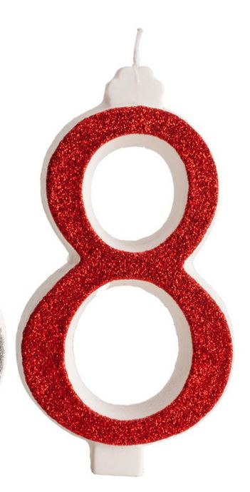 Vela Vermelha com Purpurina Nº8-Dekora