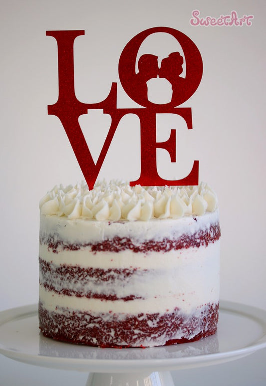 SweetArt Topo Bolo "Love Beijo" Vermelho Glitter