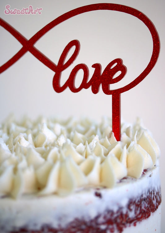 SweetArt Topo Bolo "Love Infinito" Vermelho Glitter