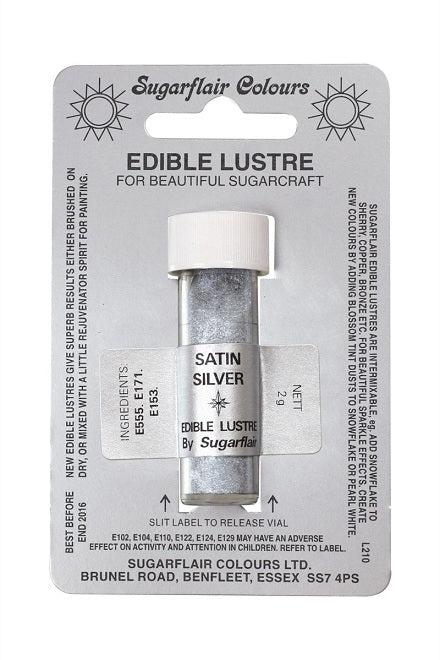 Pó Comestível Lustre Prateado Satinado (Edible Lustre Satin Silver)