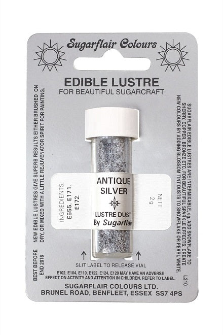 Pó Comestível Lustre Prateado Antigo (Edible Lustre Antique Silver)